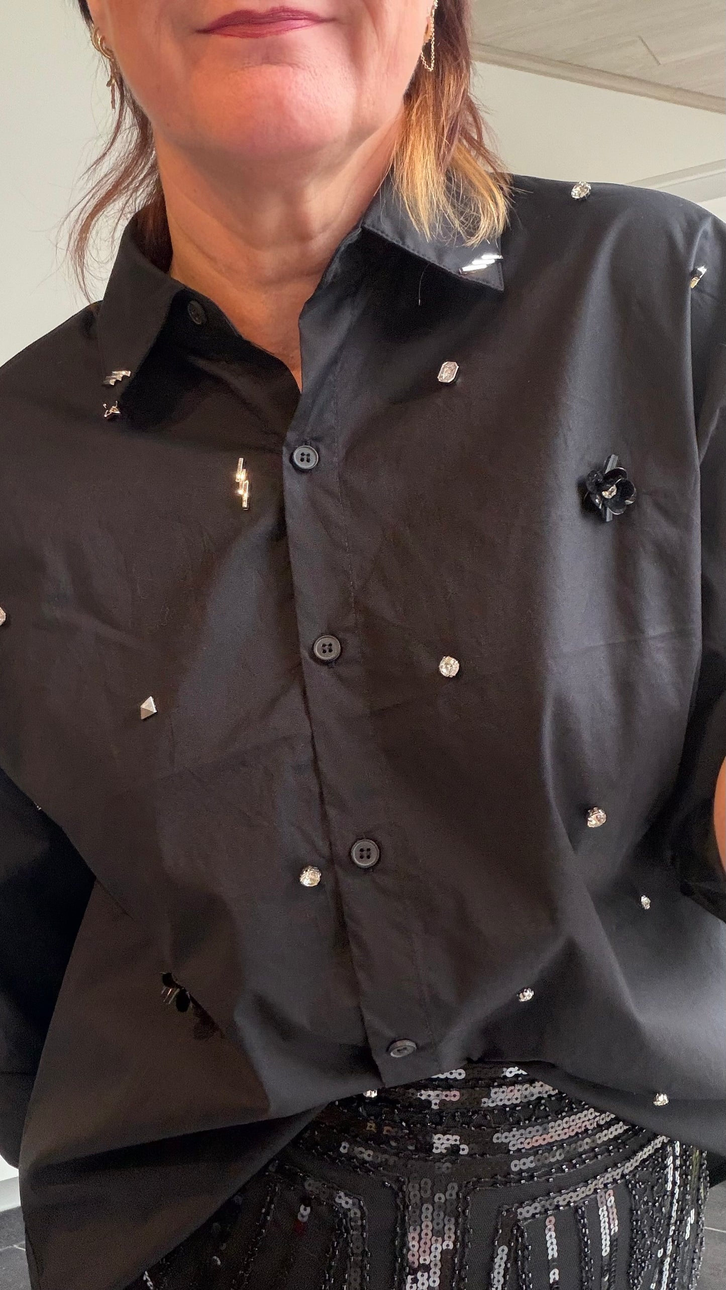 ✨ Cotton Sparkle Blouse Ruime Fit met Chic Detail