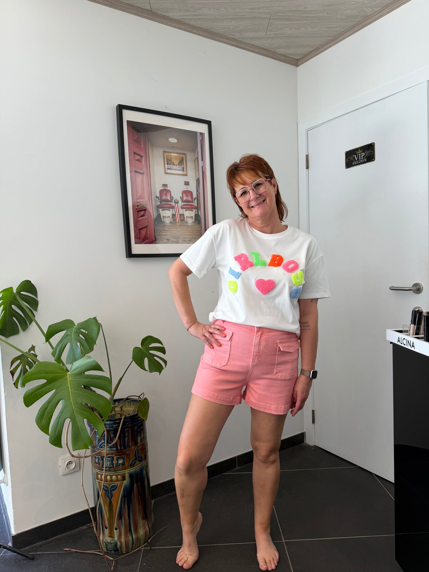 Roze short met utility details
