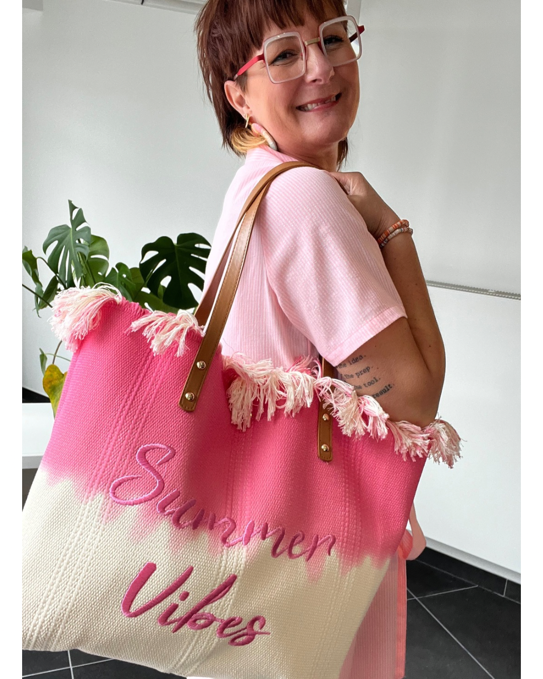 Roze strandtas