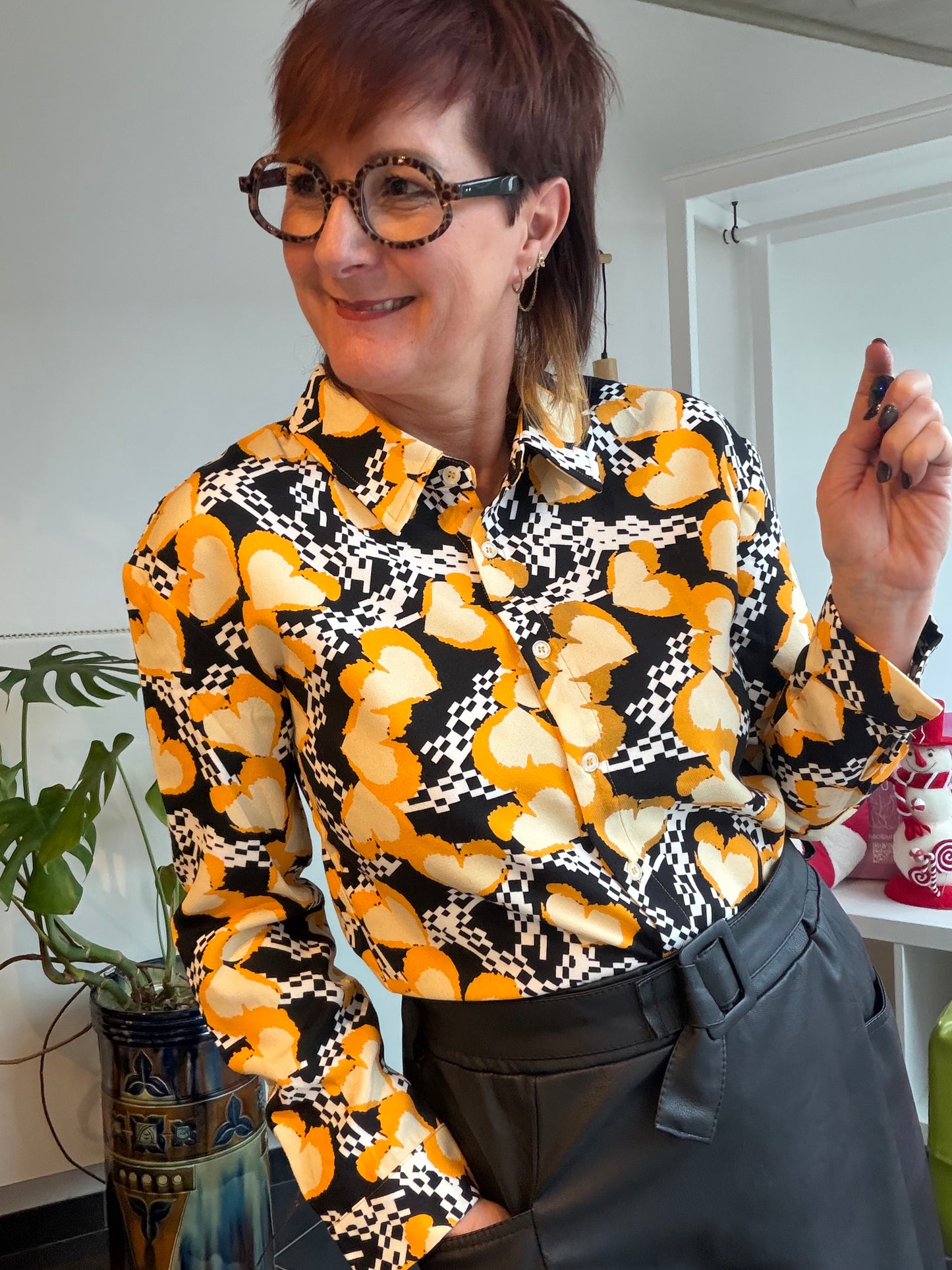 🖤✨ Statement Blouse Print met Pit